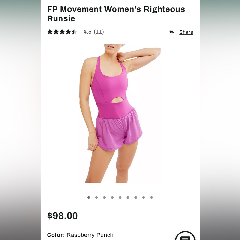 FP Movement Women's Righteous Runsie Raspberry Punch